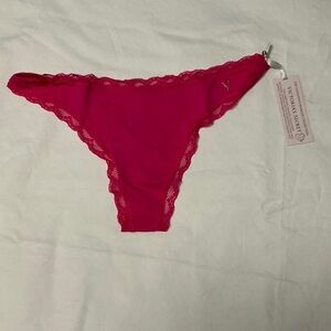 Vintage Victoria's Secret Hot Pink Lace Trim Panties